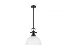  3604-L BLK-WHT - Duncan 1-Light Pendant with Rod in Matte Black with Matte White